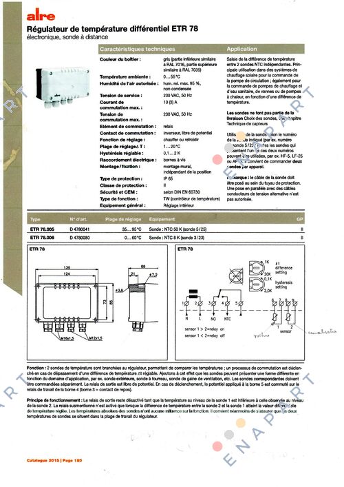 P/N: D4780041 Type: ETR 78.005  Diferença-Temperaturregler