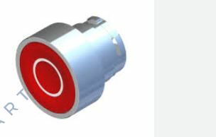 ECX1106 Botão de pressão vermelho, corpo metálico, orifício de montagem de Ø22 mm, proteção IP65