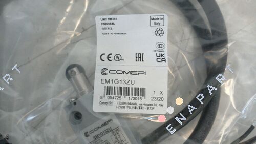 EM1G13ZU Interruptor de limite pré-conectado com alavanca de nylon ajustável, IP67, contatos Snap Action (1NO + 1NC), isolamento duplo