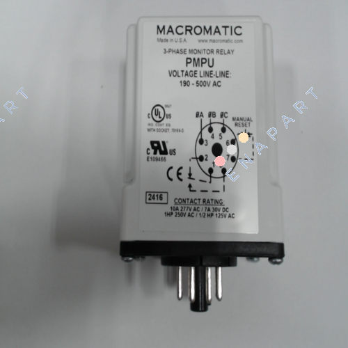 193599301 MONITOR DE FASE DE RELÉ Daikin McQuay 193599301 109-500VAC 10A/277V, 7A/30V, SPDT de 8 PINOS