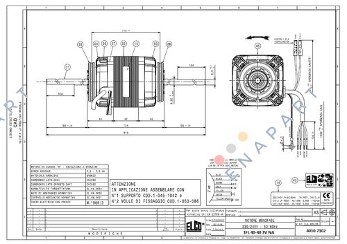 108206 / 1BT 40-40 3V NA 230V 50/60Hz MOTOR DO VENTILADOR