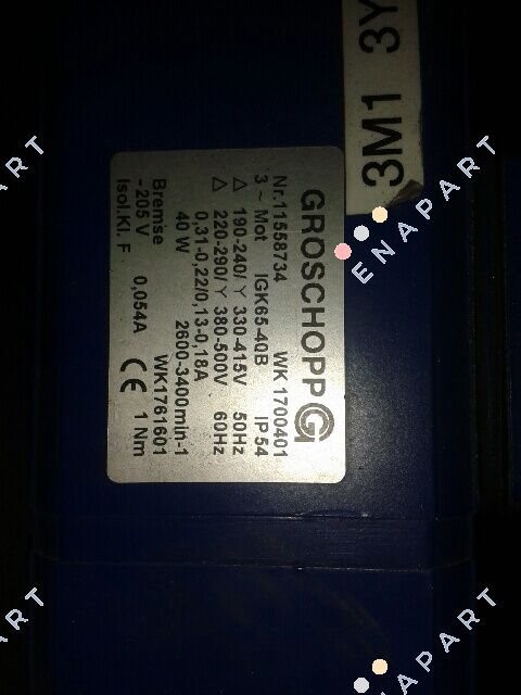 Typ: IGK 65-40B  MOTOR DE ACIONAMENTO AC-ASSÍNCRONO
