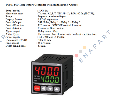 AX4-2A Controlador de temperatura PID digital