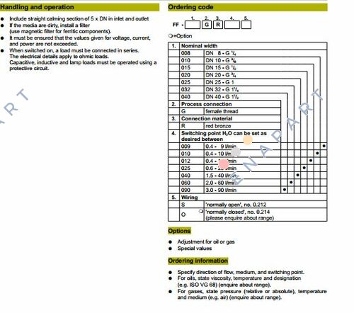 FF-040.GR.015T.IP65/0212 Interruptor de fluxo