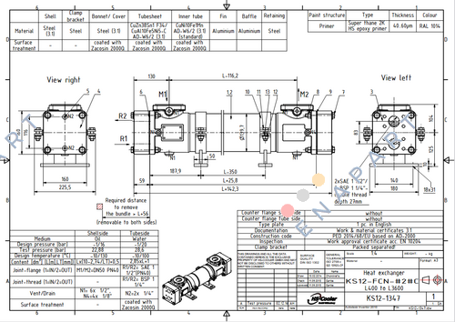 (KS12-1347)KS12-FCN-423C L800 trocador de calor
