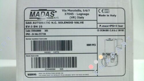EV-3, DN25 / EV040000 305 válvula solenóide de gás