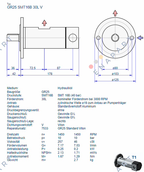 GR25 SMT 16B 30L V bomba de parafuso
