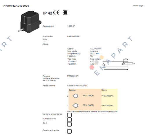 PFA9142A0103026  GETRIEBENDSCHALTER