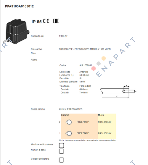 PFA9165A0103012 BASE DO INTERRUPTOR DE LIMITE